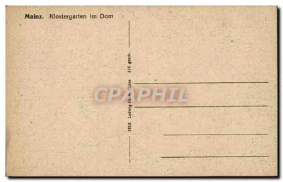 Mainz. Jardim do Mosteiro na Catedral — Ludwig Peltz, Mainz, n° 316 — Verso
