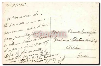 Mulher com chapéu de penas e pele — buquê de jasmins — editor A.N. Paris, n° 1306 — Verso