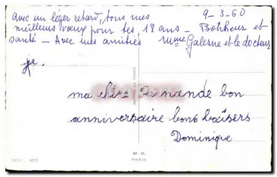 Bukiet kwiatów — Urodziny — M.D. Paris, seria 4015 — Rewers