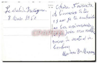 Róże i ptaki — Urodziny — M.D. Paris, seria N° 4605 — Rewers