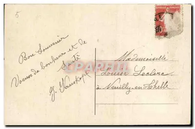 Petite fille avec couronne de fleurs — Bonne Année — éditeur RP n°6341 — Verso