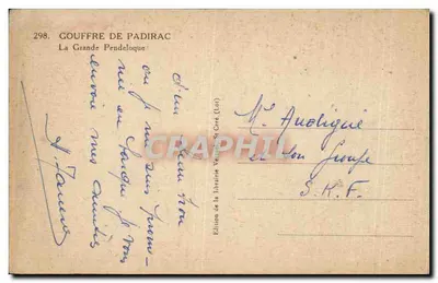Gouffre de Padirac — La Grande Pendeloque — Edizione della libreria Venuel St Céré (Lot) — Verso