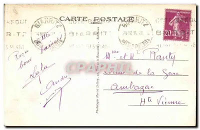 Biarritz (B.-P.) — Spiaggia della Côte des Basques — M. D. — Verso