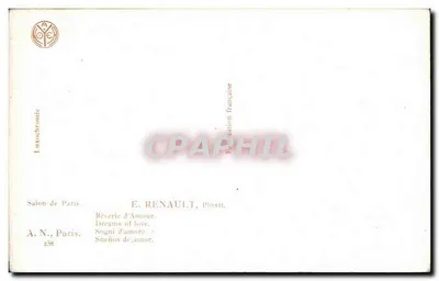 Dwie postacie pod drzewem — scena medytacyjna — E. Renault, Pluxit, nr 238 — Rewers