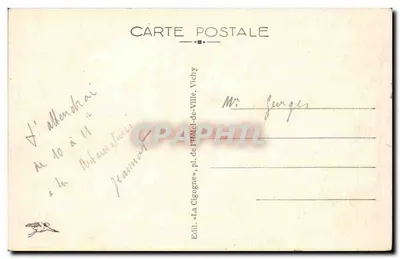 Vichy — Widok z rogu Parku Célestins — Wydawca La Cigogne — Rewers