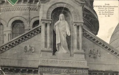 Paris-Montmartre — Statue du Christ ornant la façade de la Basilique du Sacré-Cœur — C.M. n° 249