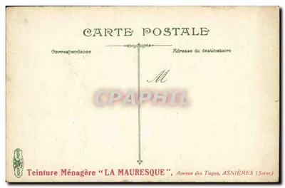 Sous les Pins — Vista costeira com homem e cachorro — Teinture Ménagère 'LA MAURESQUE', Asnières (Seine) — Verso