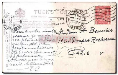 Ponte Tummel & Hotel — Tuck & Sims — editor britânico — Verso