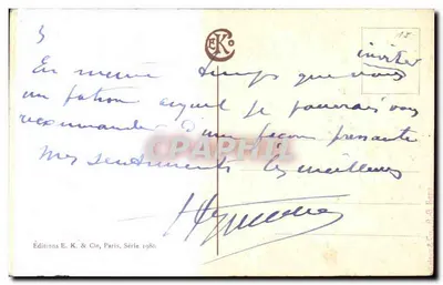 Cena de campo com carruagem de boi — Louis Darygès — Éditions E. K. & Cie, Paris, Série 1986 — Verso
