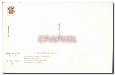 Attesa al tramonto — G. Maroniez, pinxit — Luxochromie, S.A.F., Parigi, n° 377 — Verso
