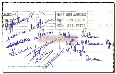 Vista presa dal Monte Boron — Nizza — editore C.A.P. n°85 — Verso