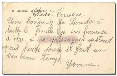 Lourdes — O Castelo-Forte — Editor P. Doucet, n°48 — Verso