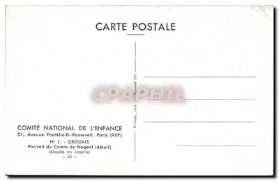 Portret hrabiego z Nogent — szczegół — COMITÉ NATIONAL DE L'ENFANCE, N° 1 — Rewers