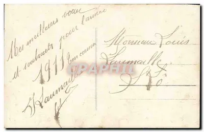 Uśmiechnięta młoda kobieta — Szczęśliwy Nowy Rok — wydawca Fauvrelle, n° 1003 — Rewers