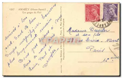 As gorges do Fier — Annecy (Haute-Savoie) — Les Éditions d'Art Marcel Paris — Verso