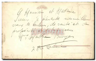 Koszyk z kwiatami — Róża i fiołki — E. V. M. (podpisane) — n°230 — Rewers