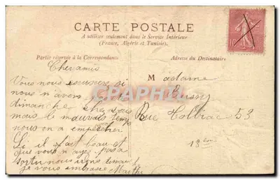 Flor rosa — Amizade Sincera — Carta postal interna — Verso