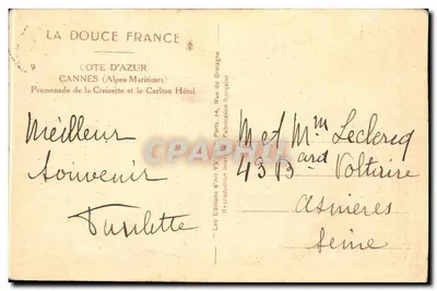 Cannes — Promenada Croisette i Hotel Carlton — Wydawnictwo Art Yvon — Rewers