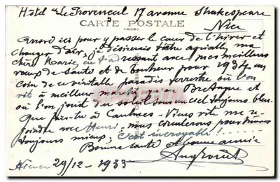 Nice — Ogród Albert I — widok na monument z palmami i ogródkiem — wydawca nieznany, n° 163 — Rewers
