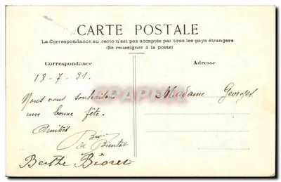 Flore pensées — Szczęśliwego dnia — Karta pocztowa — Rewers