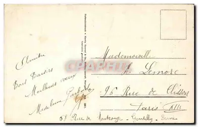 Mistletoe e estribos — Boas Festas — editora Mademoiselle H. Lesnoire, Paris — Verso