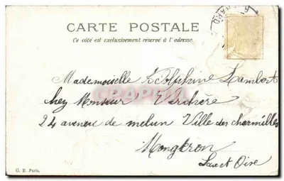 Pensamento encantador — Flor perfumada, Porte mes voeux A l’amoureux — Marie Cornbert, série Sene209 — Verso