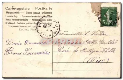 Arranjo de crisântemos — pássaros brancos — Boa Ano — editor não visível — Verso