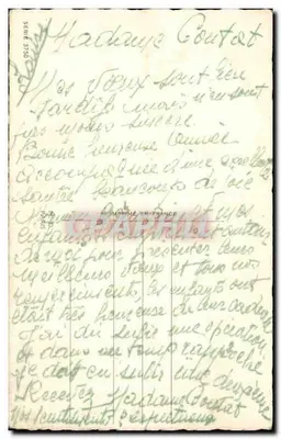Dwa ptaki na parapecie okna — widok z zimnego wsi — seria 3750, wydrukowana we Francji — Rewers
