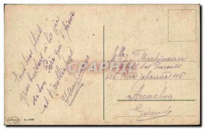 Ptak w locie — górski krajobraz — wydawca Amug, nr 0489 — Rewers