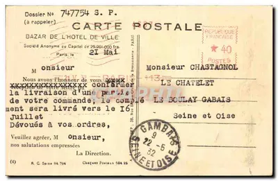 Paryż — Perspektywa na Louvre — Bazar de l'Hôtel-de-Ville, n°17 — Rewers