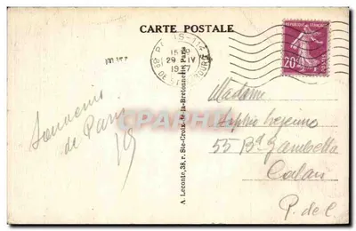 Paris — A Gare du Nord e o Boulevard Denain — editor não identificado, n° de série 53 — Verso