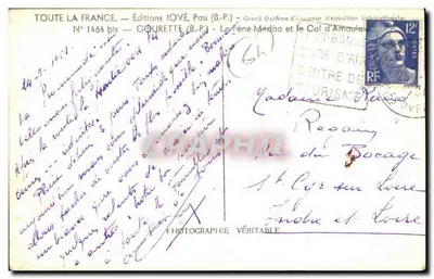Le Pène-Média e o Col d'Amoula — Edições JOVÉ, Pau (B.P.) — N° 1464 bis — Verso