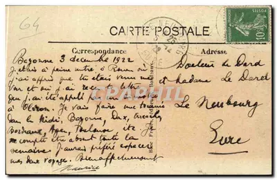 Bayonne — O Castelo Velho (século XII e XV) — Editor LBR n° 2603 — Verso