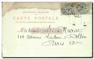 Bilhete postal antigo Teatro Francês da Rue Montesquieu, Restaurante do Chapon, Bordeaux — Verso