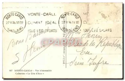Monte-Carlo — Ogólny widok — Kolekcja «La Côte d'Azur» — Rewers