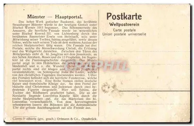 Strasburg, Katedra — Wjazd główny — Uniwersalna Unia Pocztowa — Rewers