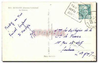 O Casino de Hendaye — Bayonne-Pirineus — Edição de Arte — Verso