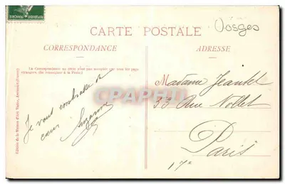 Les Vosges. — La Bresse. — O Col de Grosse-Pierre e as Rochas do Moutier-des-Fées — Edição da Estação de Arte Victor, Arrieuourt — Verso