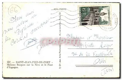 Saint-Jean-Pied-de-Port — Case basche lungo la Nive e il Ponte d'Espagna — Cie des Arts Photomécaniques — Verso