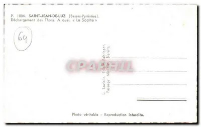 Saint-Jean-de-Luz — Descarregamento de atuns no cais «Le Sopite» — Lavielle, n° 1004 — Verso