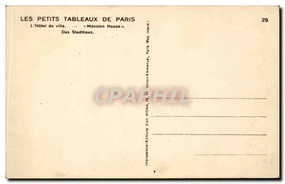 Hôtel de Ville de Paris — widok panoramiczny — wydawca Mona, nr 29 — Rewers