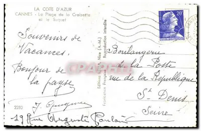 Cannes - A Praia da Croisette e o Suquet — Edições Francesas, n°2280 — Verso