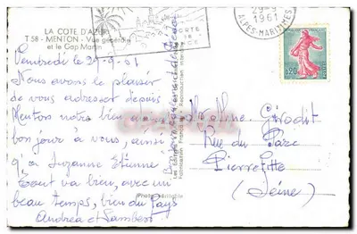 Menton — Vue générale et le Cap Martin — Les Éditions Françaises — Verso