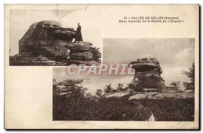 Vale da Celles (Vosges) — Dois Aspectos da Rocha do « Coquin » — Foto e edição J. Maurey, Celles