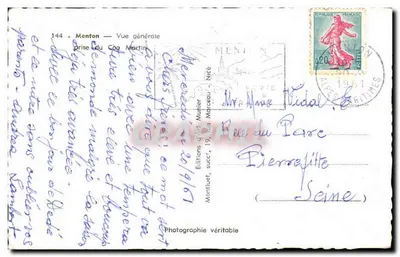 Menton — Ogólny widok z Cap Martin — Wydawnictwo Art Muhier — Rewers