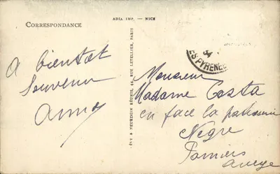 Bayonne - Monument voor de Doodsten (Mollinet, Héron, Ronner, Profilliacès, Brasseur, Beeldhouwers) — uitgever LL, n° 198 — Achterkant