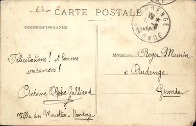 A Costa de Prata — Hendaye — Panorama da Praia — Editor: F. Bazin, de Proumfaus — Verso