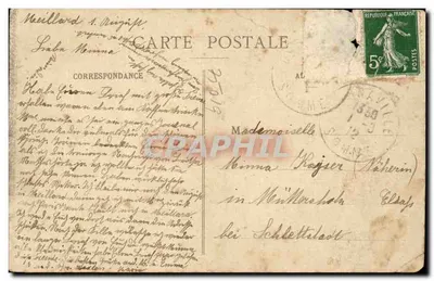 Paris Bilhete postal antigo Buttes Chaumont Entre os rochedos — Verso