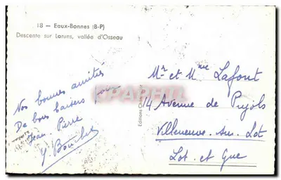 Eaux-Bonnes — Discesa a Laruns, valle d'Osseau — Edizioni Chantecler — Verso