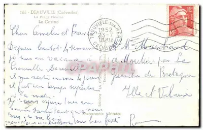Deauville (Calvados) — De Bloemrijke Strand, Het Casino — Uitgave Véritable — Achterkant